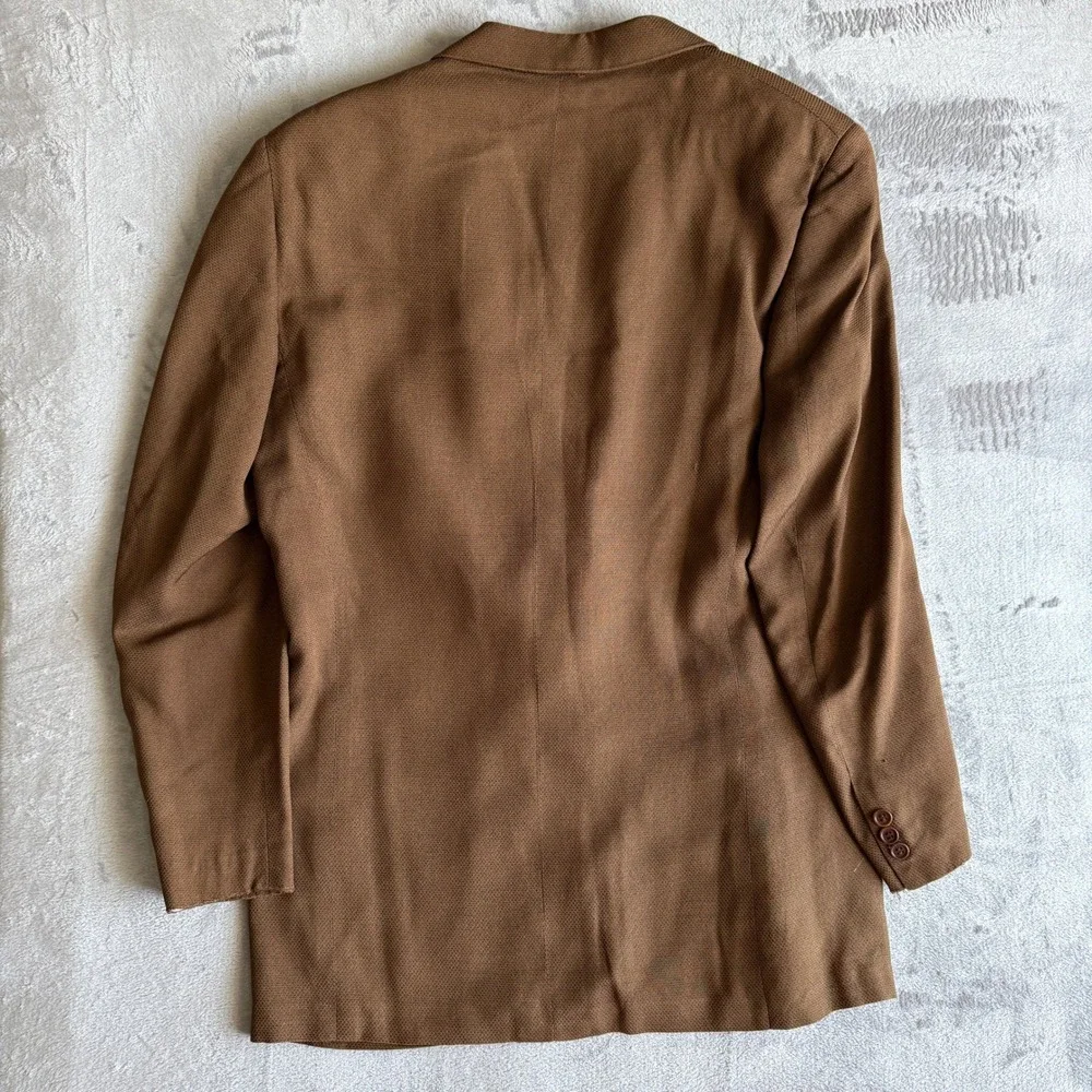 Vintage Ermenegildo Zegna Soft Mens Brown Textured Blazer Sport Coat 46